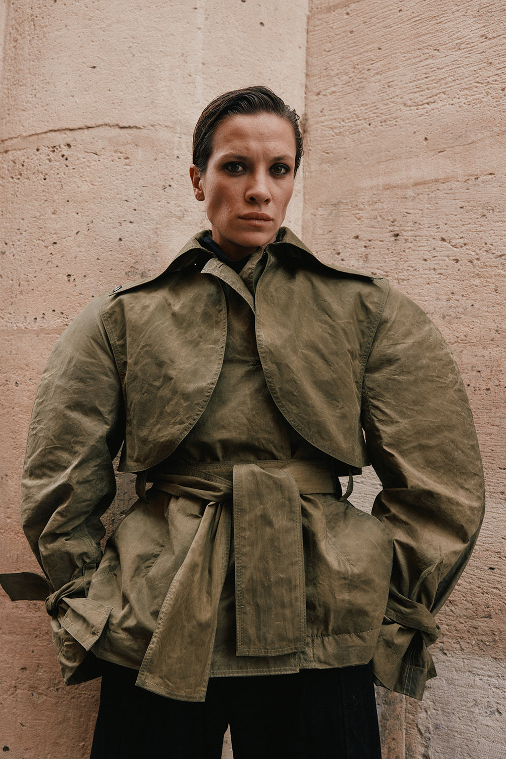 Khaki Cotton Waterproof Trench Coat