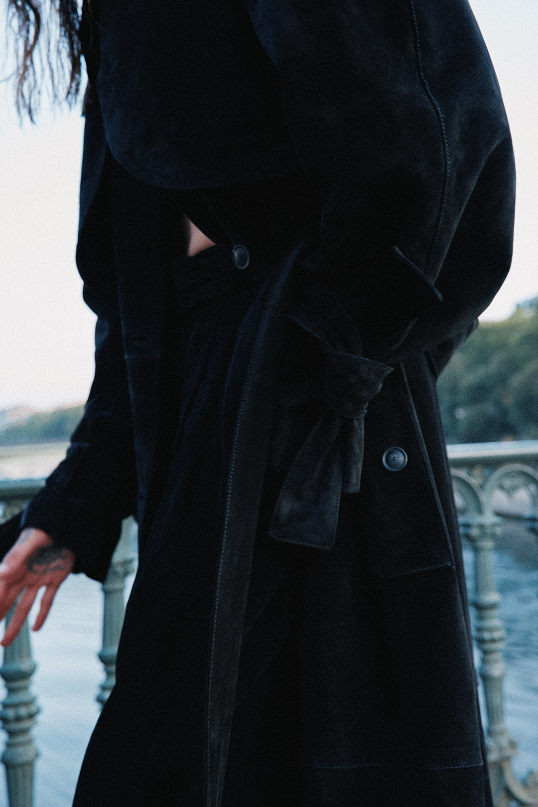 Black Suede Trench Coat