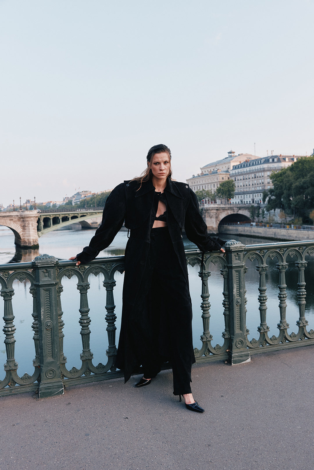 Black Suede Trench Coat